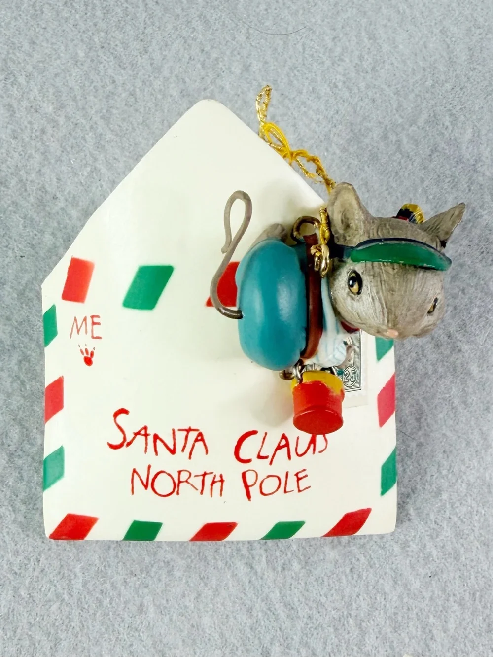 ENESCO Christmas Ornament: STICKIN' TO IT! MOUSE MAILMAN #1 in Series Holiday